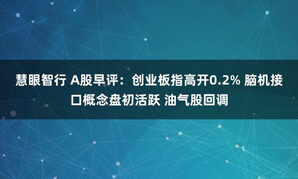 慧眼智行 A股早评：创业板指高开0.2% 脑机接口概念盘初活跃 油气股回调